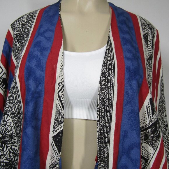 VTG 80s 90s KIMONO REVERSIBLE ART TO WEAR Boho Hand Made Jacket Festival M - Picture 2 of 11